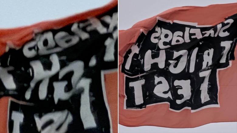 Two photo samples of a waving flag.