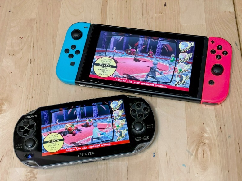 PS Vita and Nintendo Switch with Persona 4: Golden