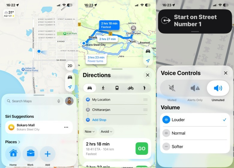 Voice Controls section of the Apple Maps app.