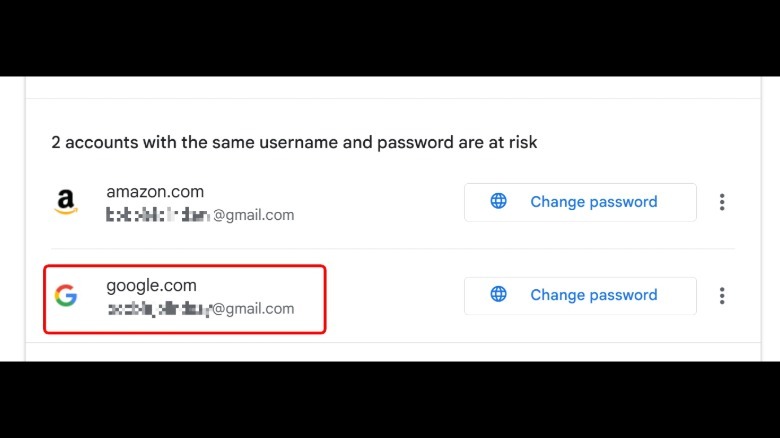 Google's Password checkup tool showing compromised Gmail password