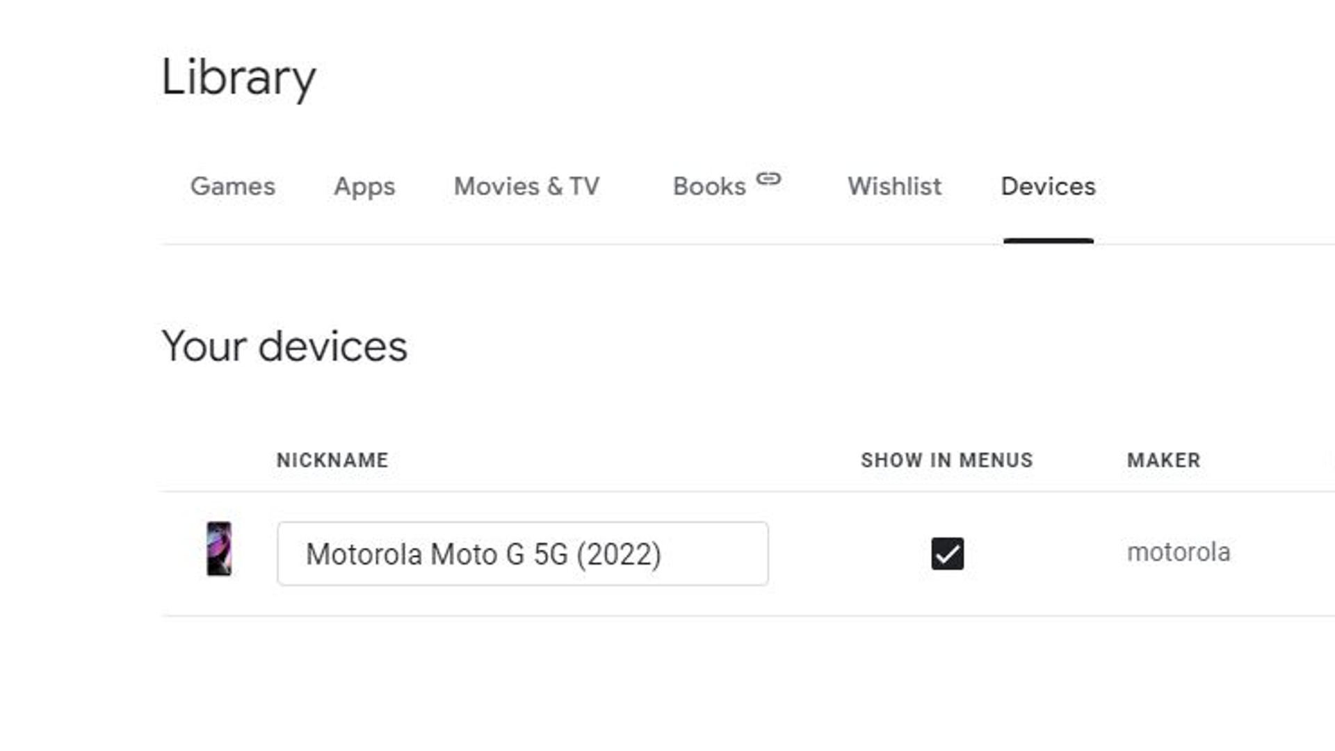 Google Play library devices