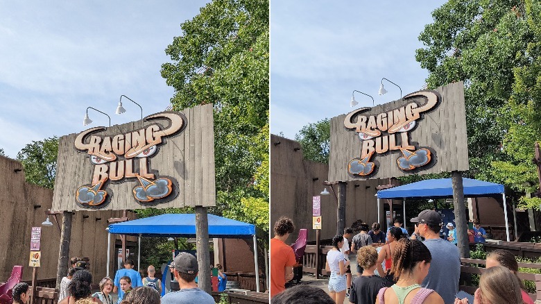 Two photos of a sign