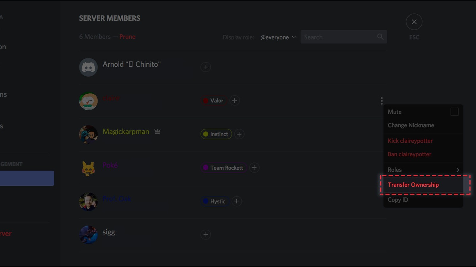 Discord transfer ownership