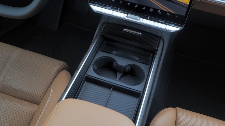 Front row cabin storage in a 2026 Lucid Gravity