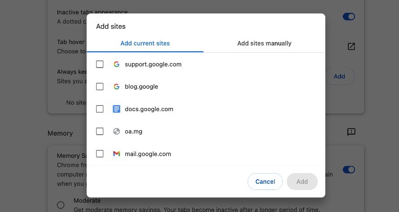 Adding website exclusion rules in Chrome. browser to maintain best performance.