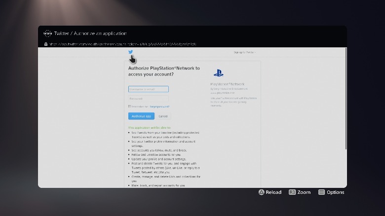 PS5 Twitter login