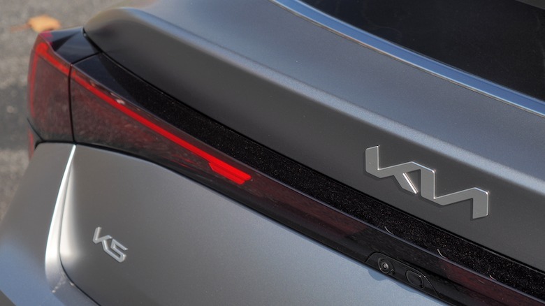 Kia K5 badging on rear of the K5 GT