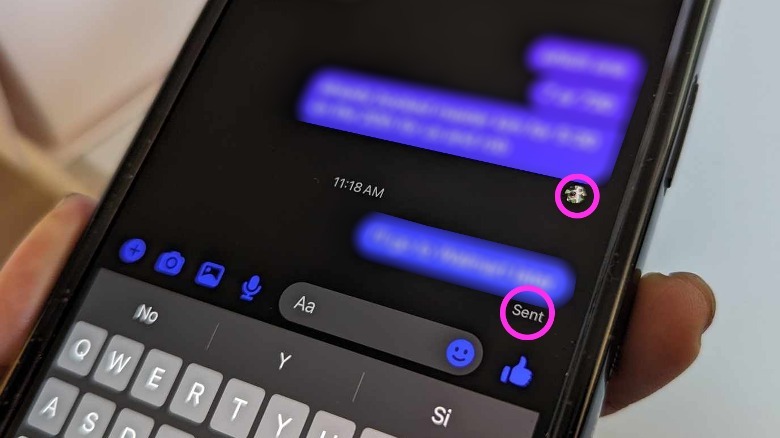 Facebook Messenger read receipt icons