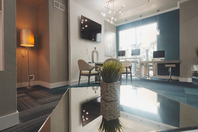 Wide angle photo of room