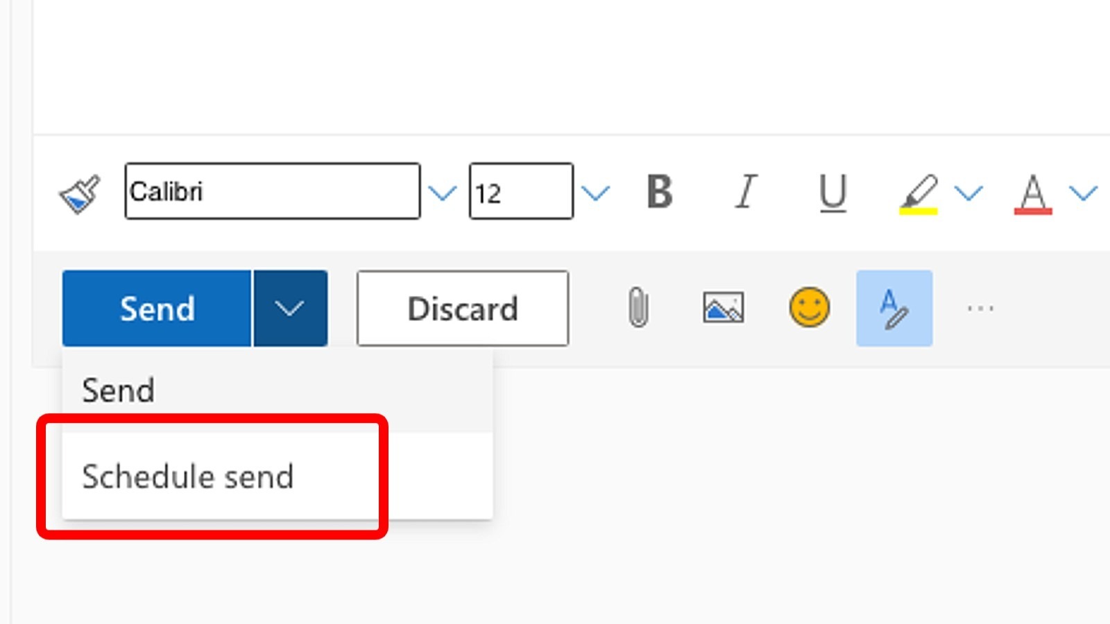 Outlook Send Schedule email screenshot