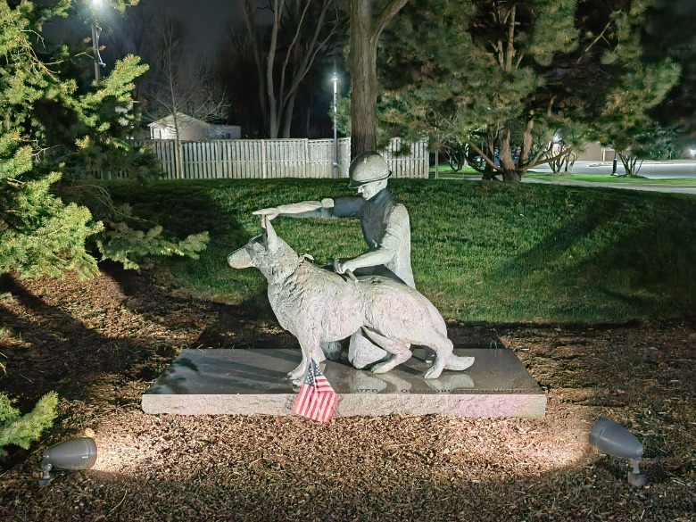 Statue of man and dog