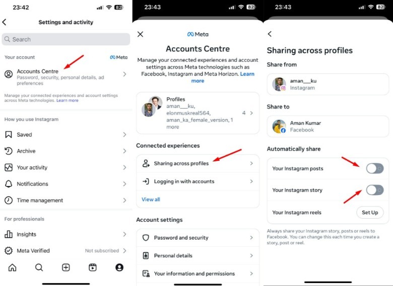 Disabling automatic share in Instagram.