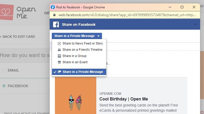 open me share in messenger
