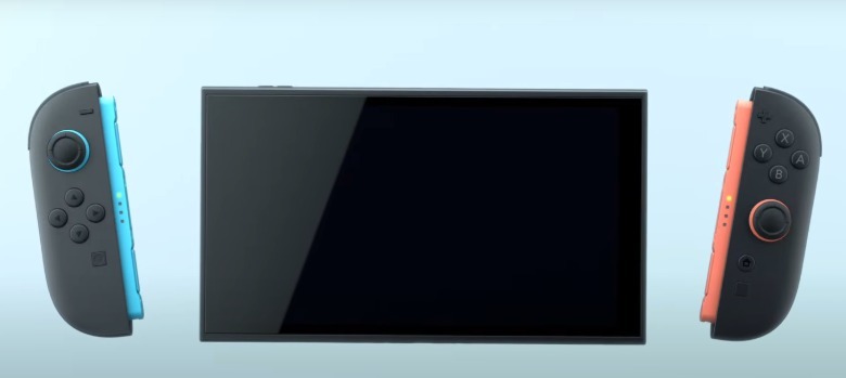 Frontal view of the Nintendo Switch 2 with controllers.