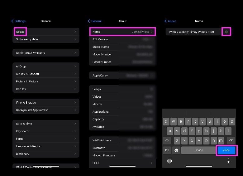 iphone change iphone name