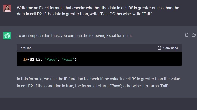chatgpt excel formula prompt
