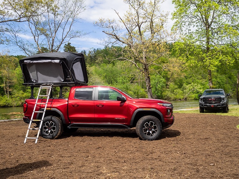 2023 GMC Canyon AT4X Edition 1 parked with overlanding tent mounted