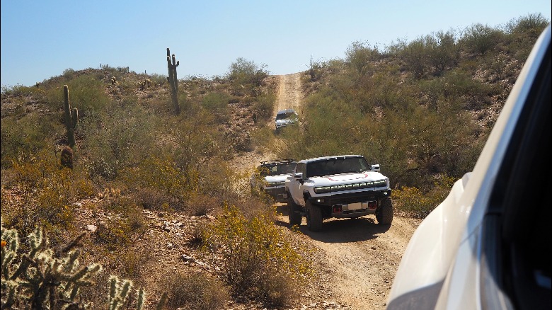 Hummer EV convoy off-road