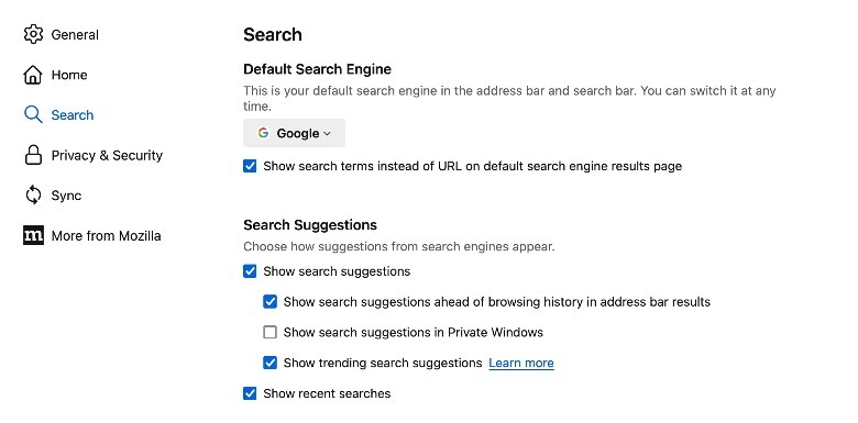 mac change default search engine firefox