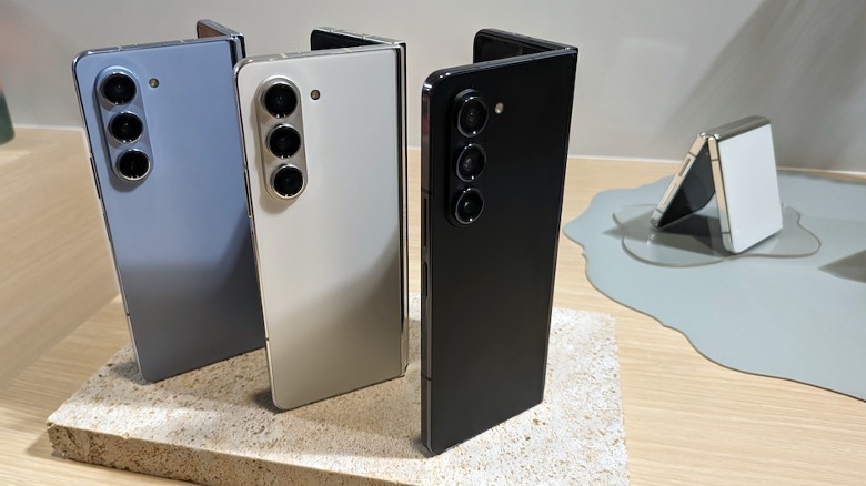 Z Fold 5 and Z Flip 5 folded upright