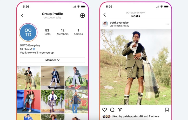 Instagram group profile feature example