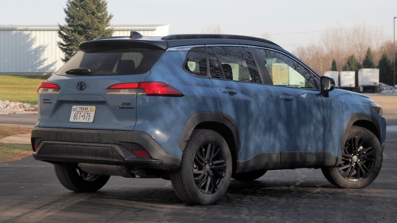 2026 Corolla Cross Hybrid rear 3/4 view