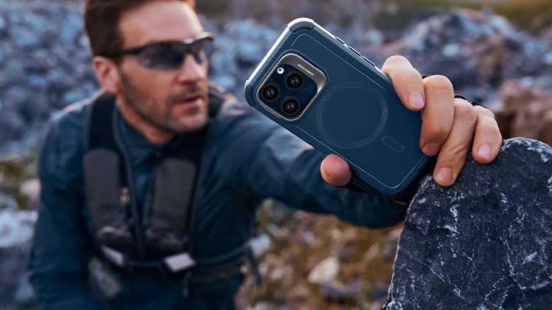 ESR Tough Stash Stand Case in use outdoors