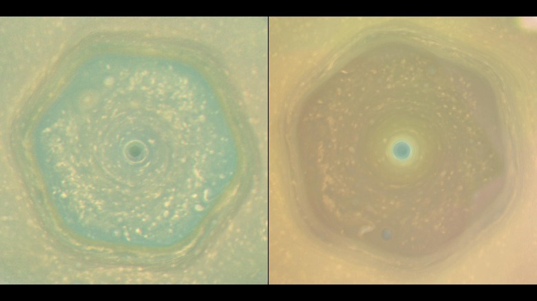 Saturn hexagon as seen by Cassini