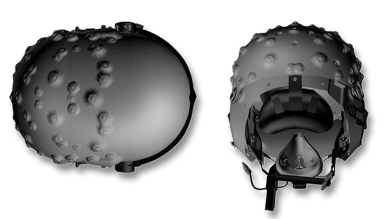 Top and rear renders of the BAE Systems Striker Helmet