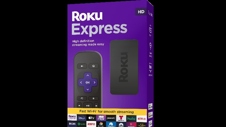 Retail package of Roku Express streaming stick