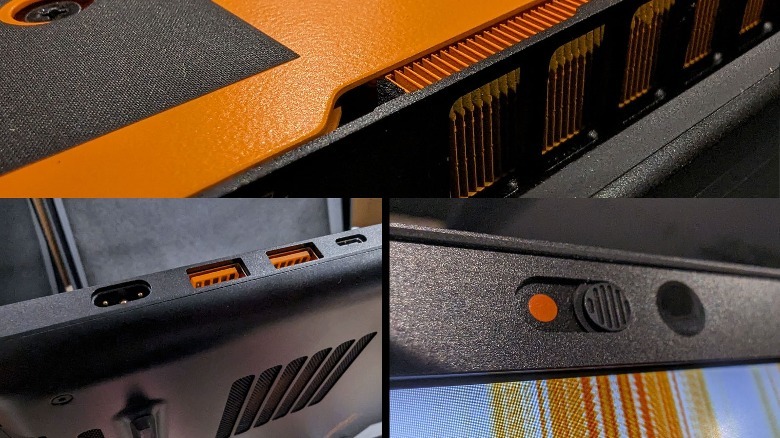 orange accents on laptop
