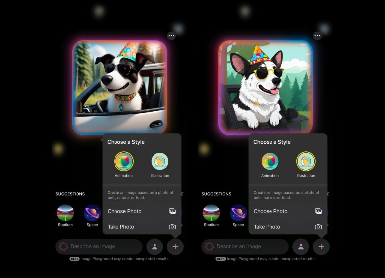 iPhone Image Playground can produce images using illustration or animation styles
