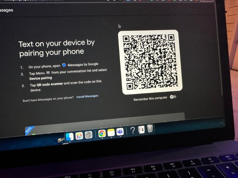 Messages Android Mac QR code