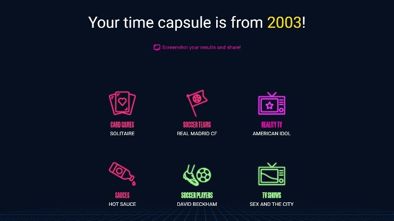 Google trends time capsule quiz results