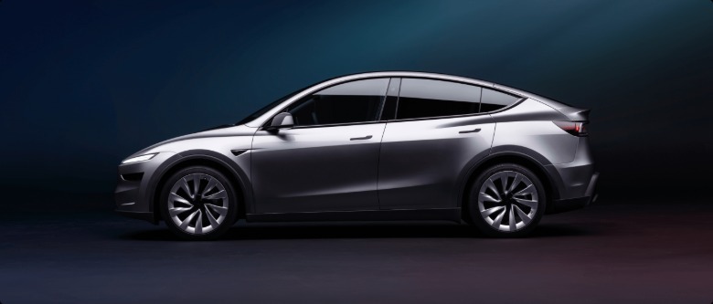 Side profile of the new Tesla Model Y electric car