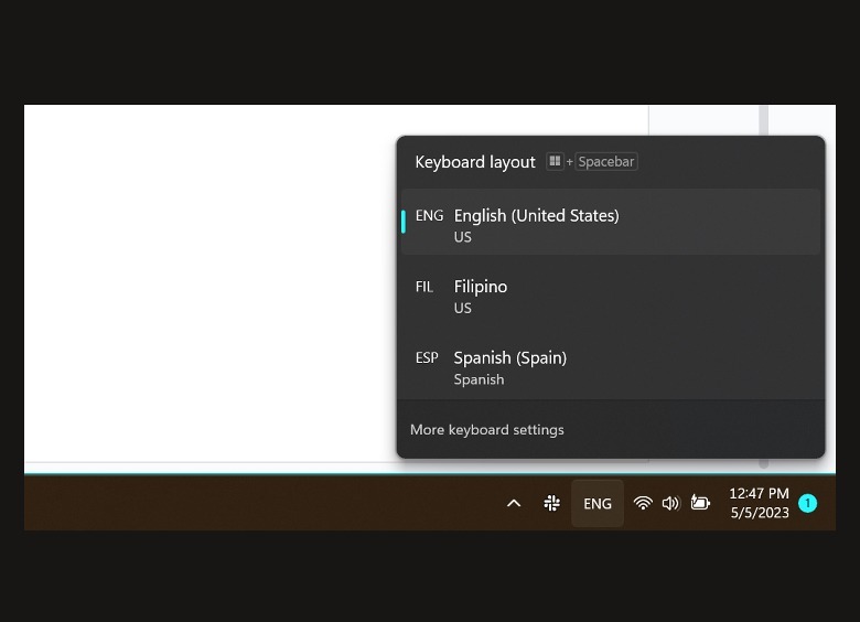 Windows 11 keyboard language switcher