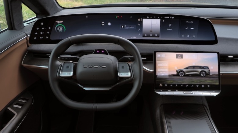 2026 Lucid Gravity view of interior dashboard from driver's seat