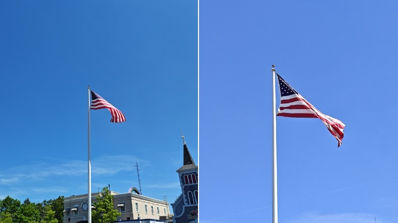Two photos of flags