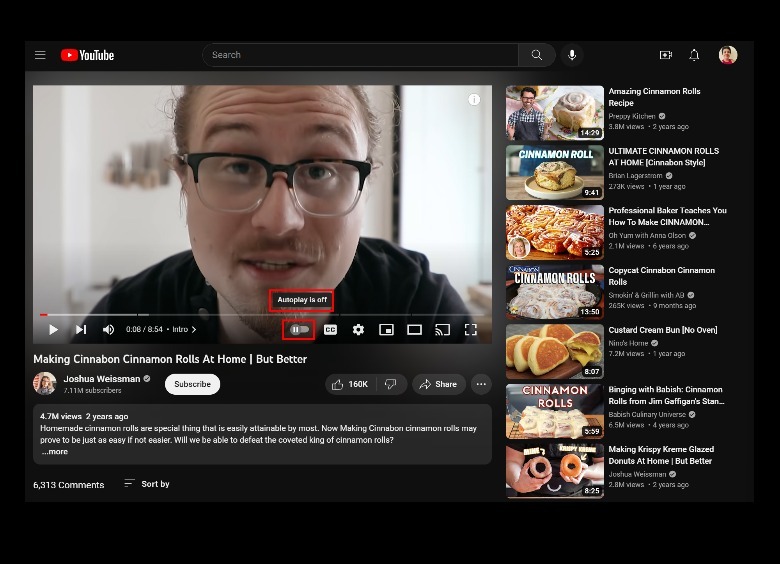 YouTube Autoplay Feature Disabled