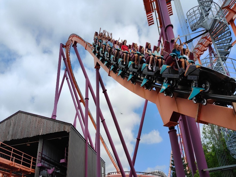 People on a roller coaster