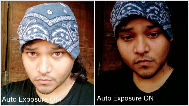 Difference in image quality delivered by Obsbot Meet 2 webcam without automatic exposure disabled and enabled.